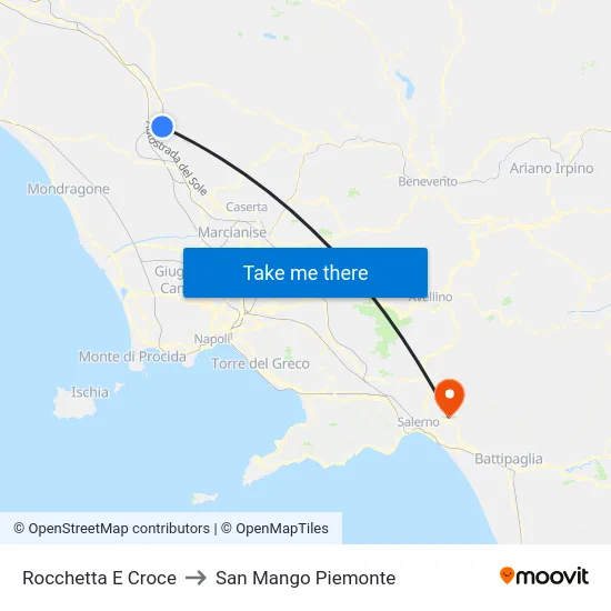 Rocchetta E Croce to San Mango Piemonte map