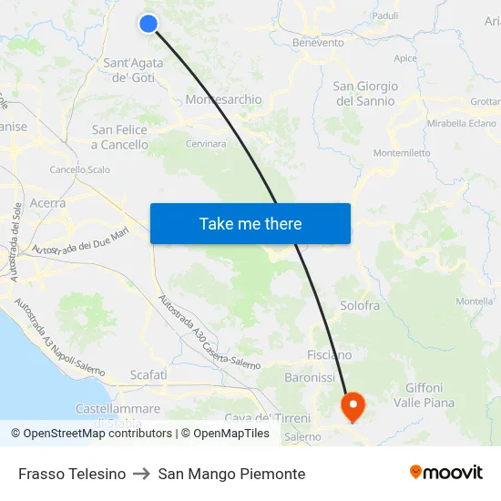 Frasso Telesino to San Mango Piemonte map