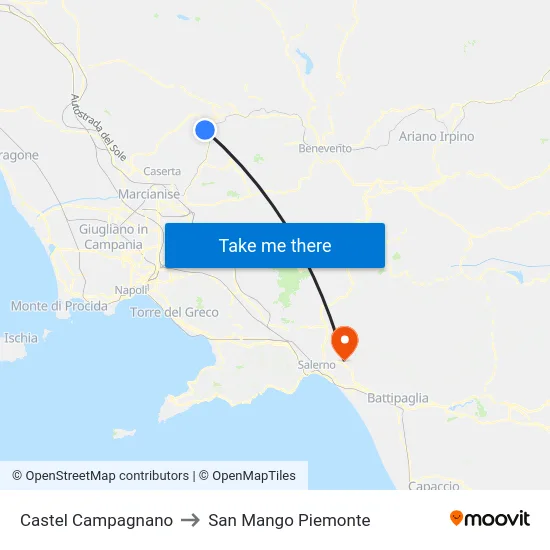 Castel Campagnano to San Mango Piemonte map