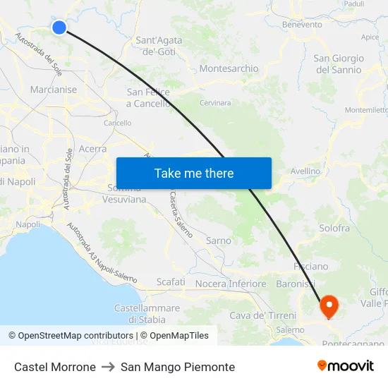 Castel Morrone to San Mango Piemonte map