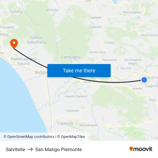 Salvitelle to San Mango Piemonte map