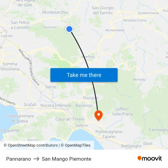 Pannarano to San Mango Piemonte map