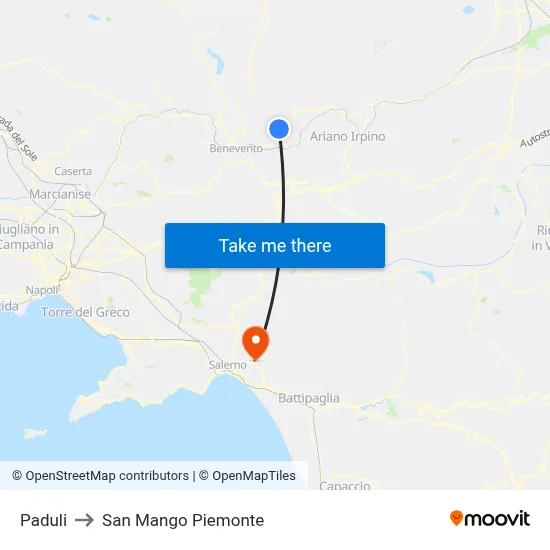 Paduli to San Mango Piemonte map
