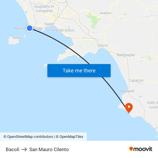 Bacoli to San Mauro Cilento map