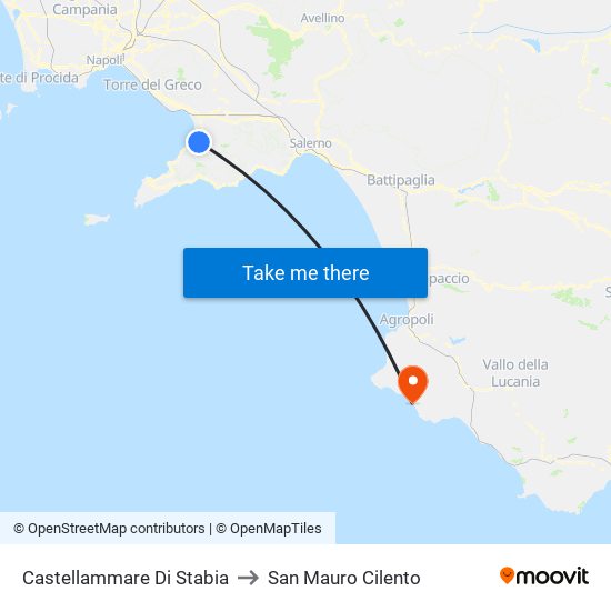 Castellammare Di Stabia to San Mauro Cilento map