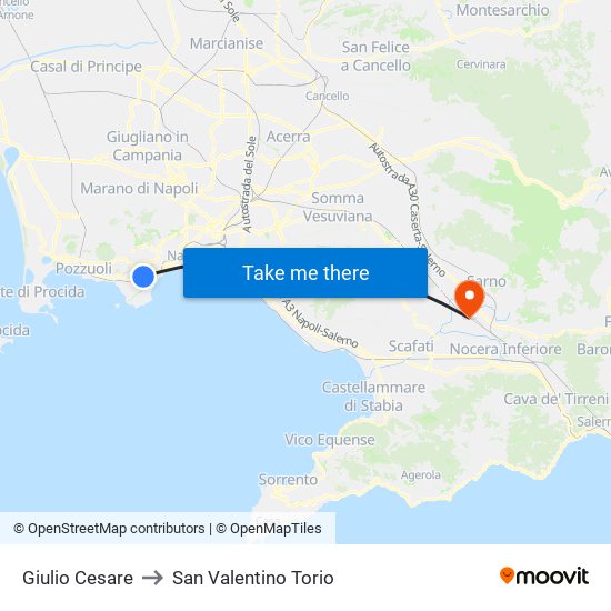 Giulio Cesare to San Valentino Torio map