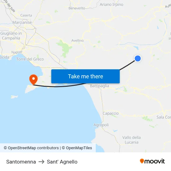 Santomenna to Sant' Agnello map