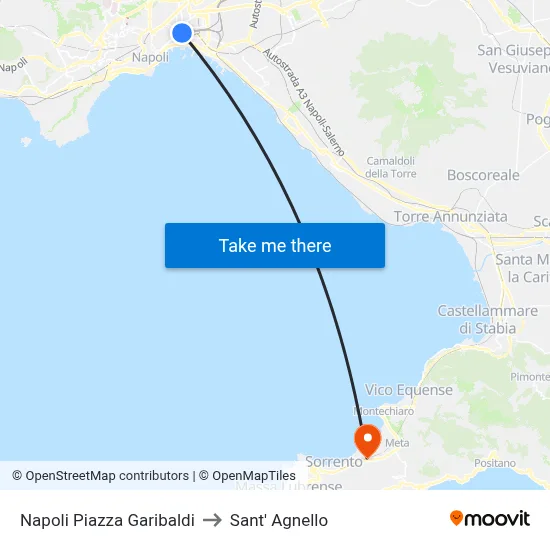 Napoli Piazza Garibaldi to Sant' Agnello map