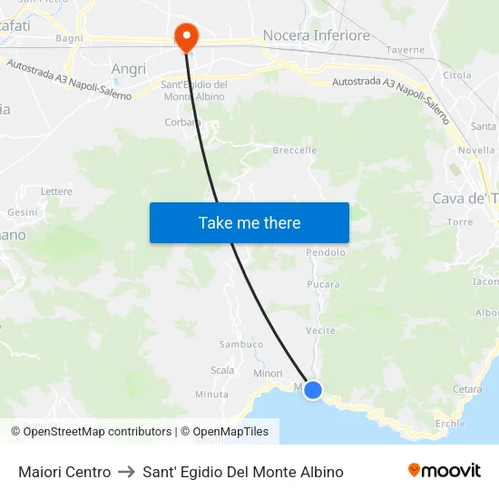 Maiori Centro to Sant' Egidio Del Monte Albino map
