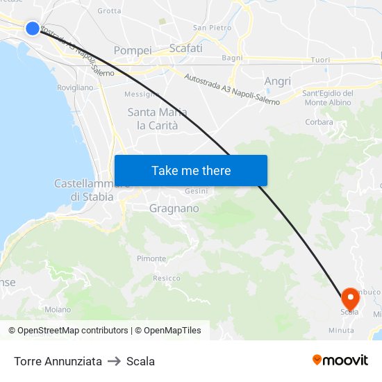 Torre Annunziata to Scala map