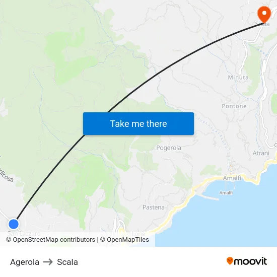 Agerola to Scala map