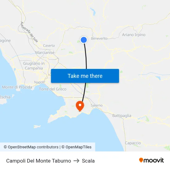 Campoli Del Monte Taburno to Scala map