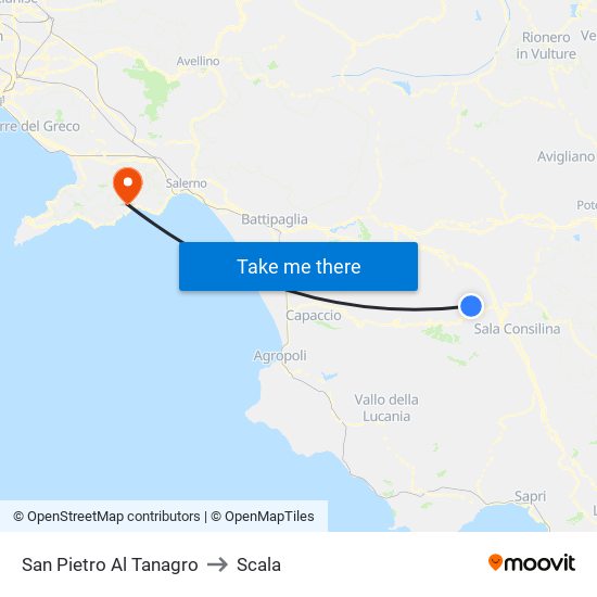 San Pietro Al Tanagro to Scala map