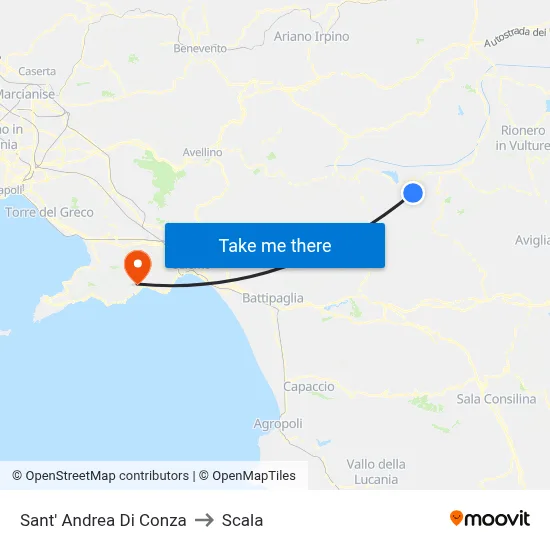 Sant' Andrea Di Conza to Scala map