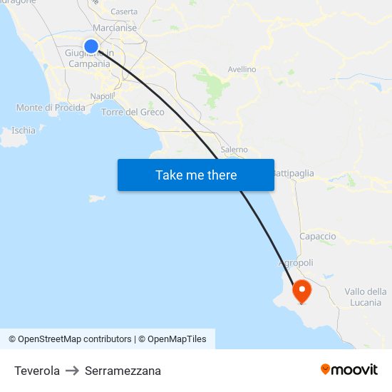 Teverola to Serramezzana map