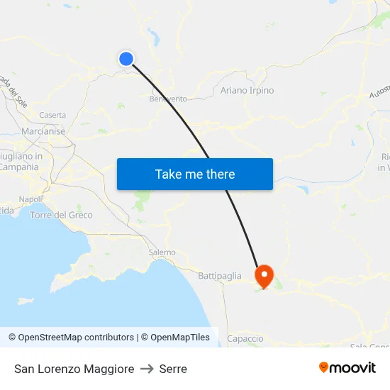 San Lorenzo Maggiore to Serre map