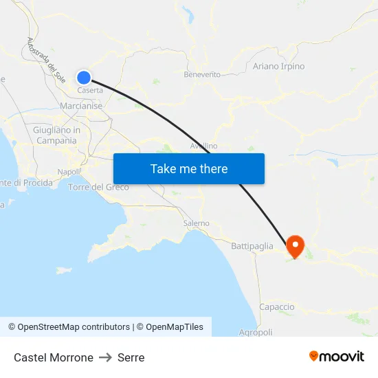 Castel Morrone to Serre map