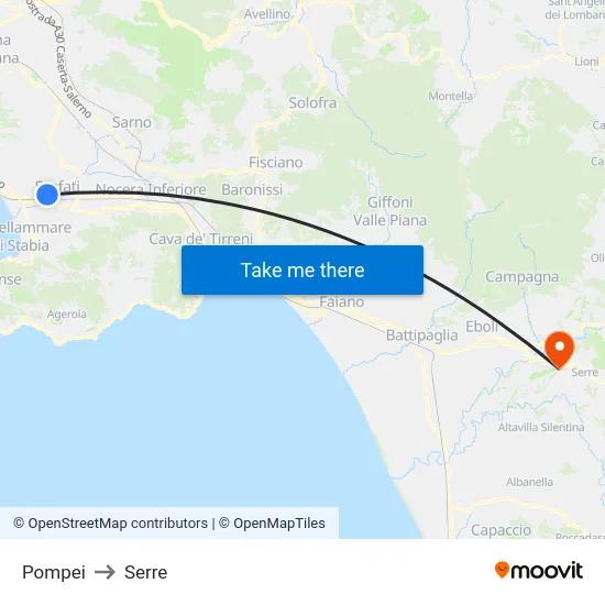 Pompei to Greenhouses map