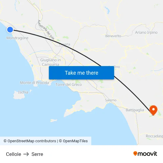 Cellole to Greenhouses map