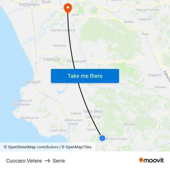 Cuccaro Vetere to Serre map