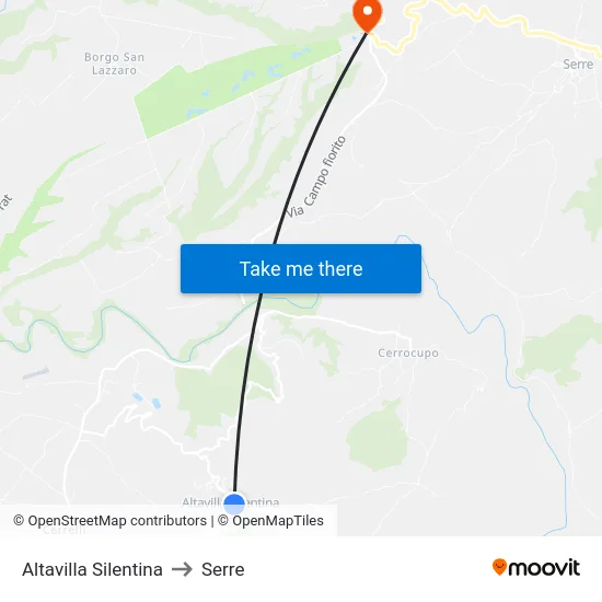 Altavilla Silentina to Serre map