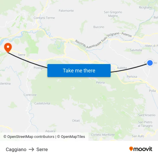 Caggiano to Serre map