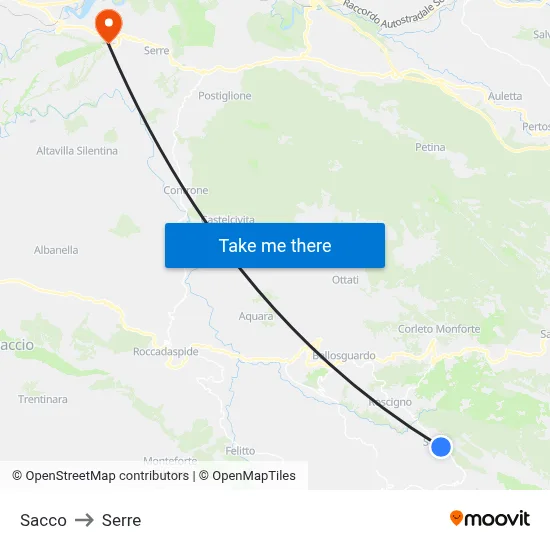 Sacco to Greenhouse map