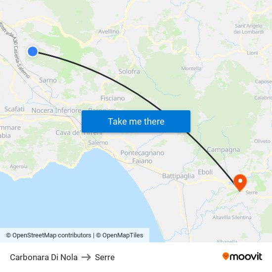 Carbonara Di Nola to Serre map