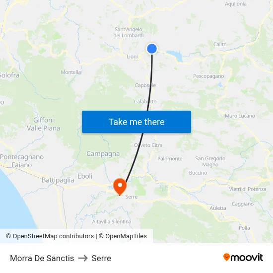 Morra De Sanctis to Serre map