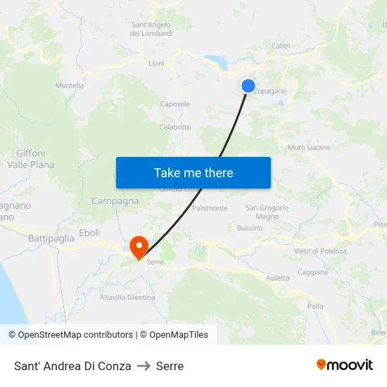 Sant' Andrea Di Conza to Serre map