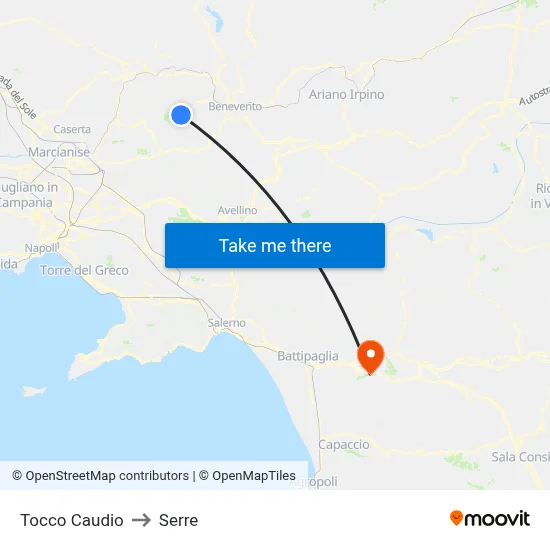 Tocco Caudio to Greenhouses map