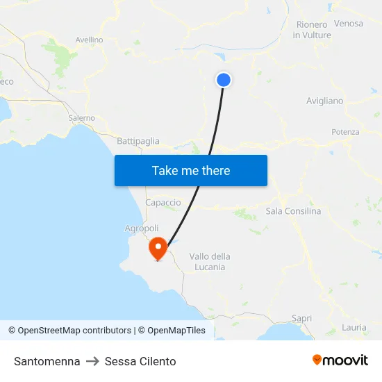 Santomenna to Sessa Cilento map