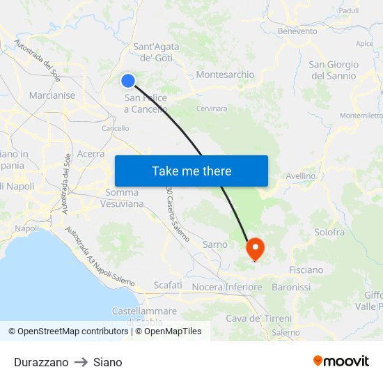 Durazzano to Siano map