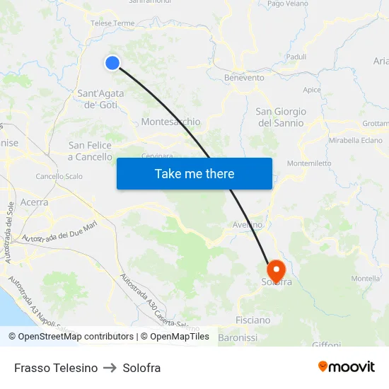 Frasso Telesino to Solofra map