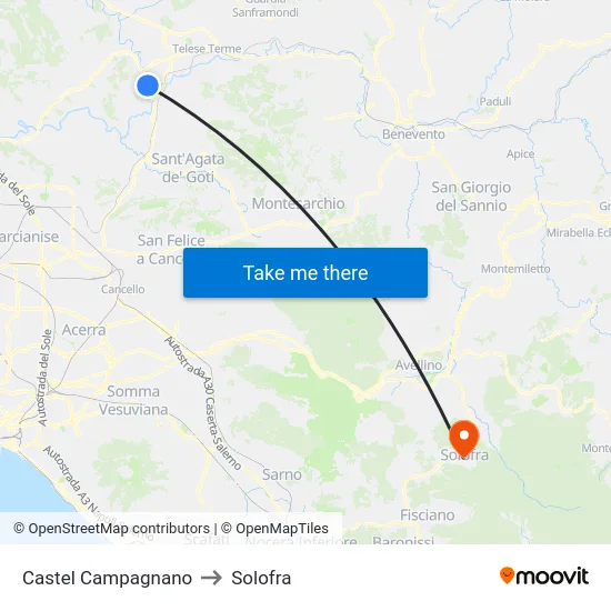 Castel Campagnano to Solofra map