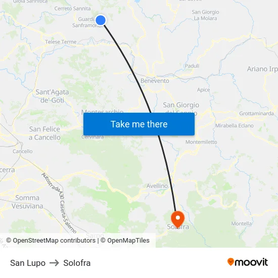 San Lupo to Solofra map
