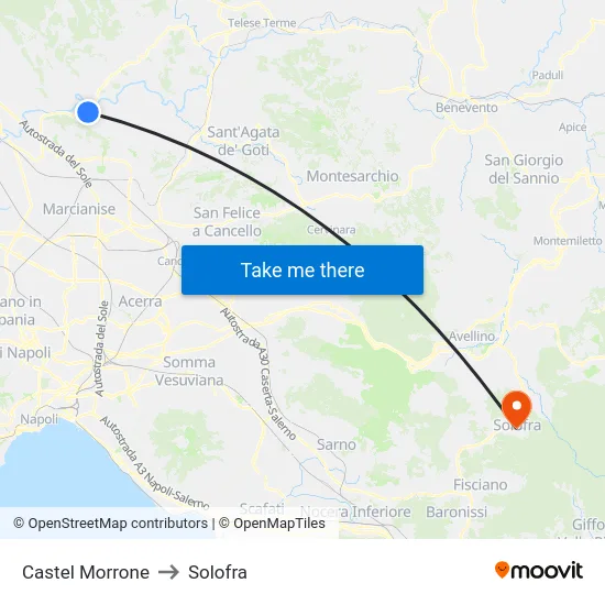 Castel Morrone to Solofra map