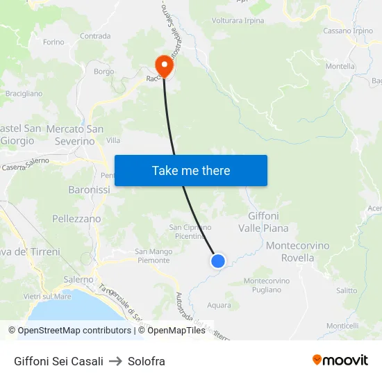 Giffoni Sei Casali to Solofra map
