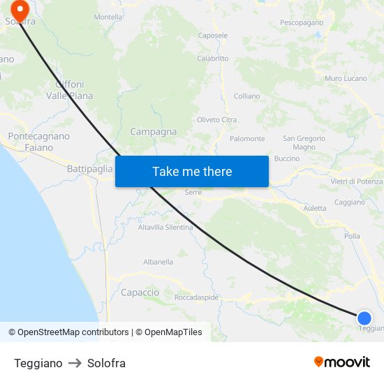 Teggiano to Solofra map