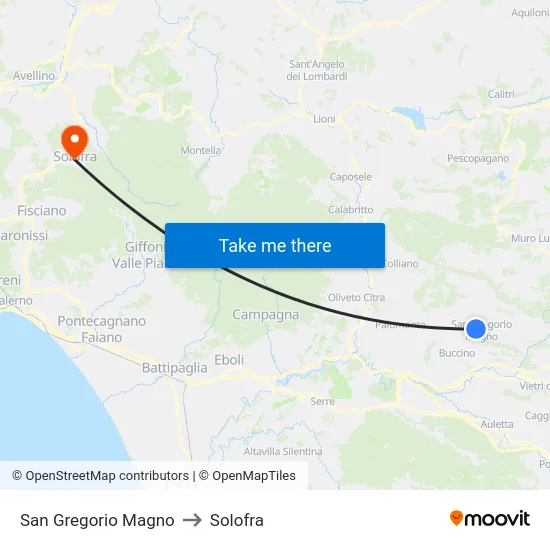 San Gregorio Magno to Solofra map