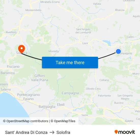 Sant' Andrea Di Conza to Solofra map