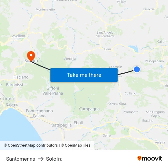 Santomenna to Solofra map