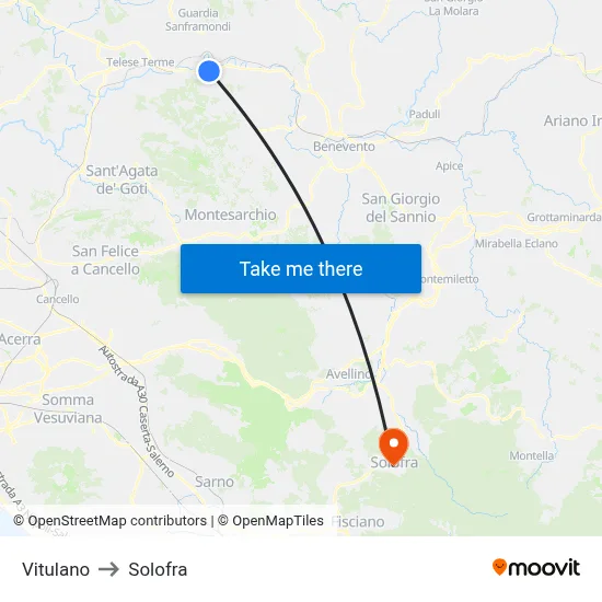 Vitulano to Solofra map