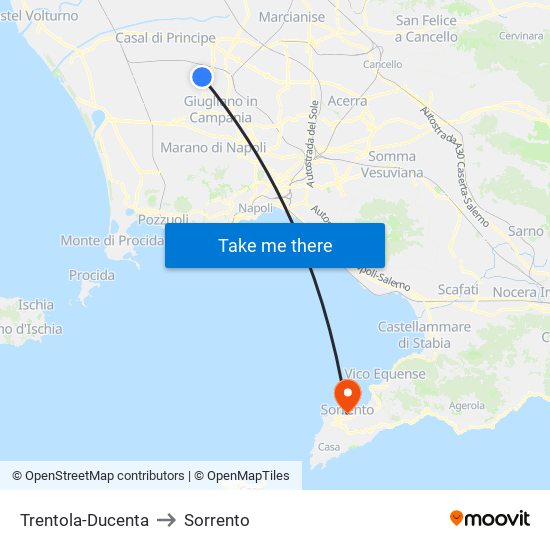 Trentola-Ducenta to Sorrento map