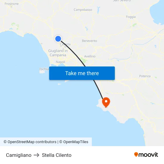 Camigliano to Stella Cilento map