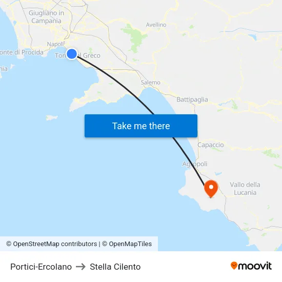 Portici-Ercolano to Stella Cilento map