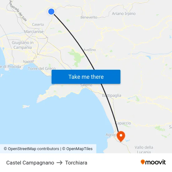Castel Campagnano to Torchiara map