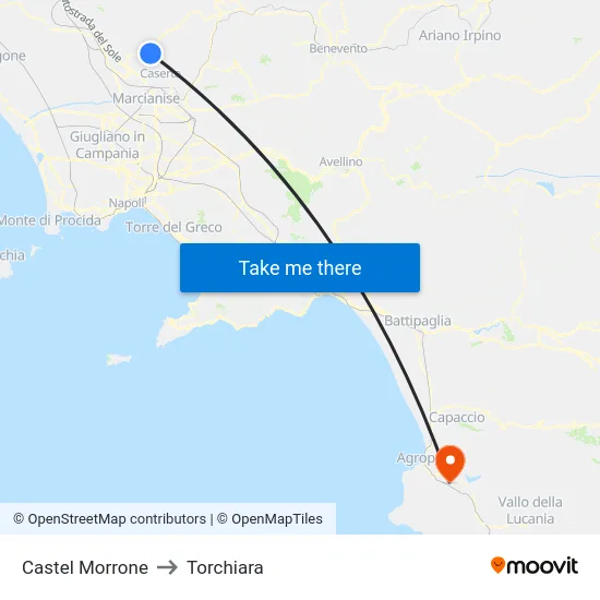 Castel Morrone to Torchiara map
