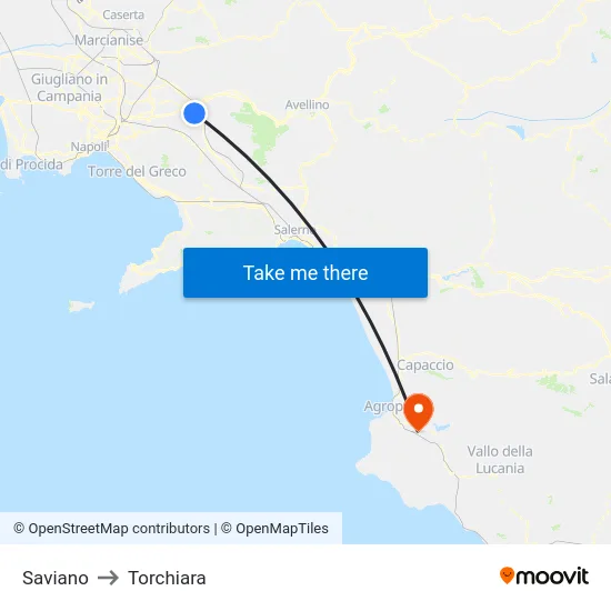 Saviano to Torchiara map