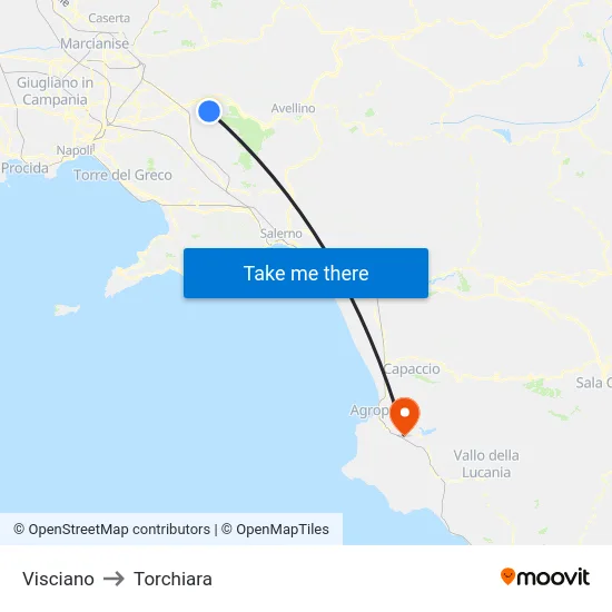 Visciano to Torchiara map